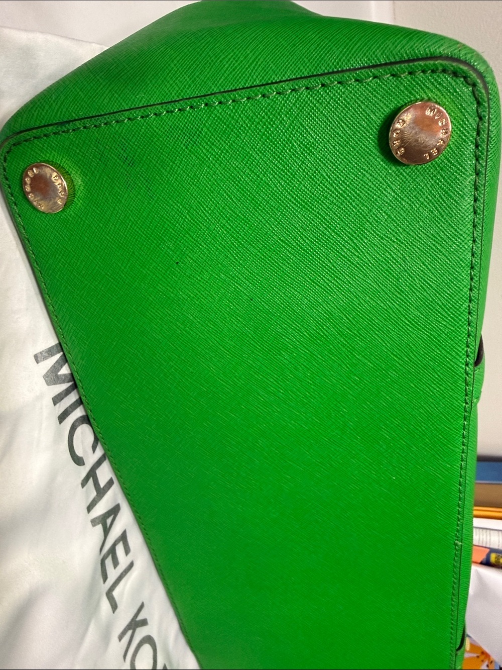 Michael Kors Saffiano Leather Large Green Tote - Picture 8 of 8